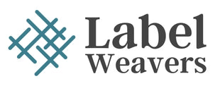 Logo of Label Weavers with a geometric design and text.